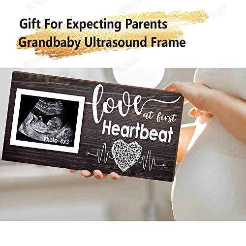 Yudarte New Mom Gifts - Pregnancy Announcements Baby Ultrasound Picture Frame - Love At First Heartbeat Sonogram Photo Frame 4X3 Inches - Baby Nursery Decor For First Time Parents #TOP1