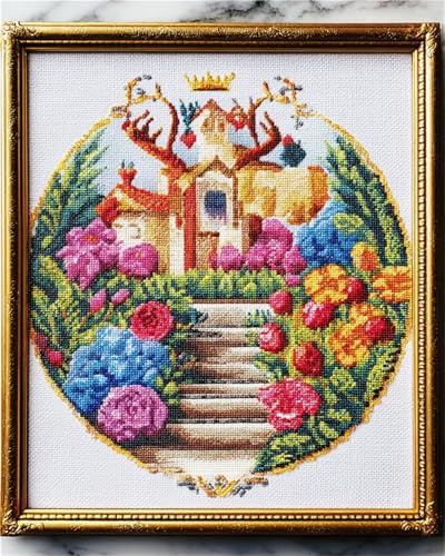 Kit Broderie Point de Croix 14Ct Toile Pré-Imprimée Motif Dessin Animé 50x70cm