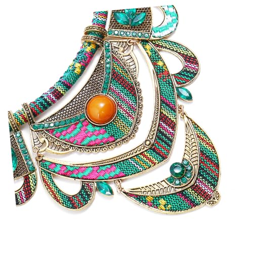 Conjunto de collar y pendientes verdes de resina estilo bohemio nacional 3