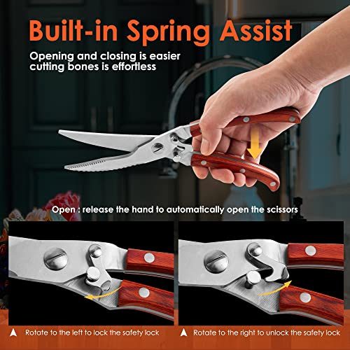 Lokimsi Kitchen Shears Food Grade Stainless Steel Scissors,Meat Scissors Heavy Duty Food Scissors,Utility Scissors Bone Shears Cooking Scissors For Kitchen #TOP1