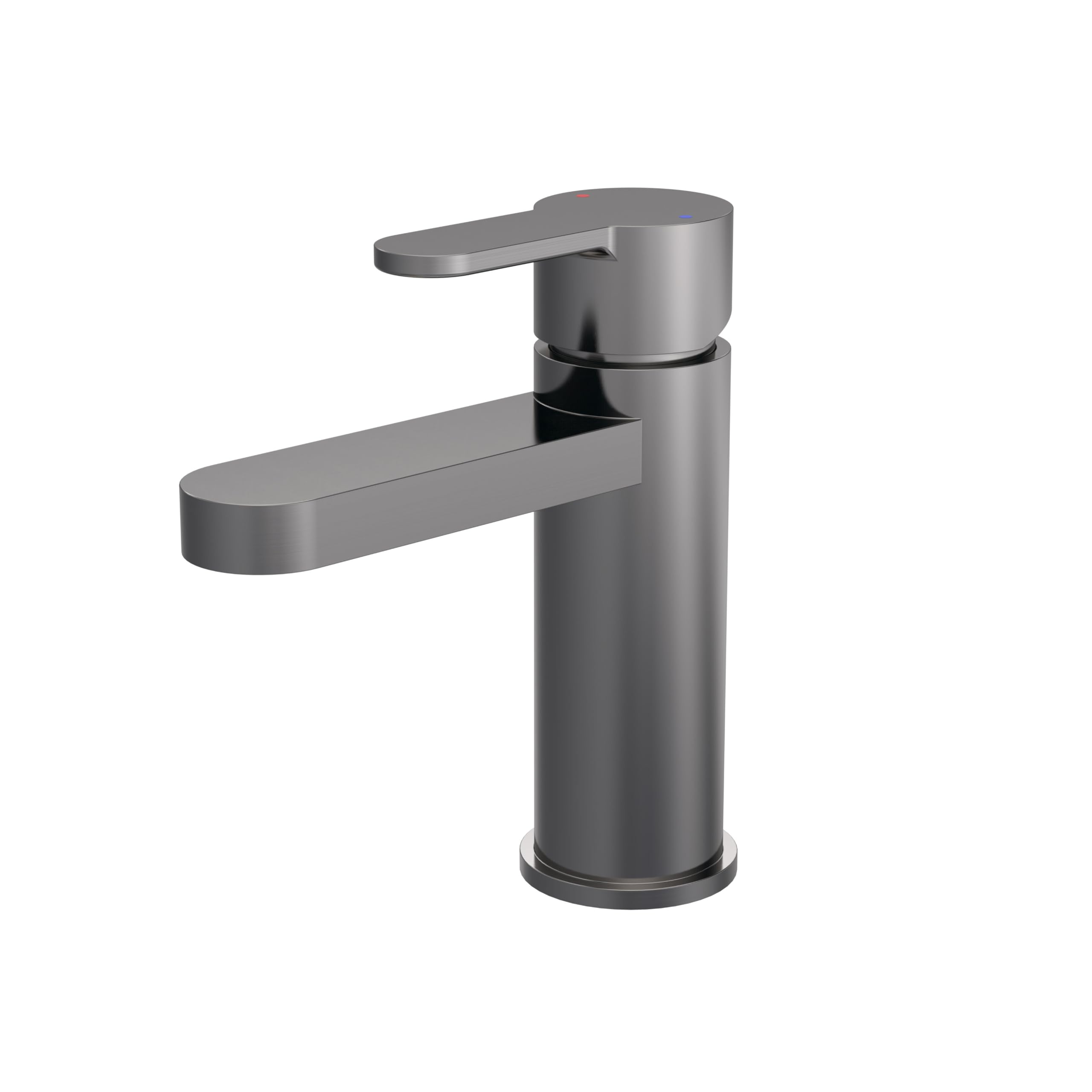 Balterley Brushed Pewter Bathroom Sink Taps, Mono Basin Mixer Tap With Push Button Waste, Single Lever Temperature Control Bathroom Tap, Round Body, Flat Rounded Tip Spout Taps - 52 X 147 X 160Mm (Brushed Pewter)
