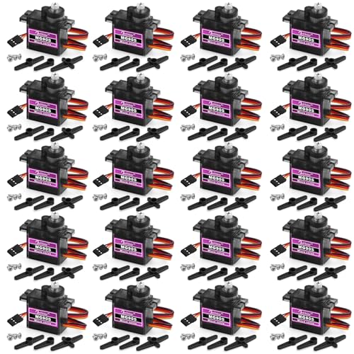 20 Pack Mg90s Servo Motor 9g Micro Servos Kits Metal Gear for DIY Smart Robot Toys RC Toy Car Model Helicopter RC Boat