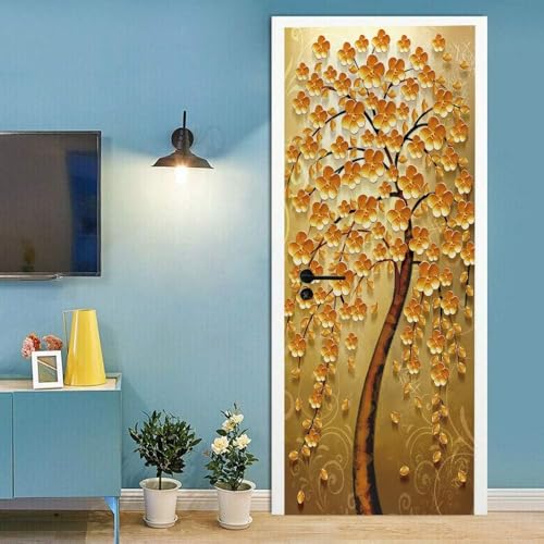 Pegatinas De Puerta Para Puertas Interiores Plantas Flores Murales De Puerta 3D, Vinilo Autoadhesivo Para Puerta, Para Guardería, Niños, Niñas, Dormitorios Y Sala De Estar, Decoración De P-4765165605