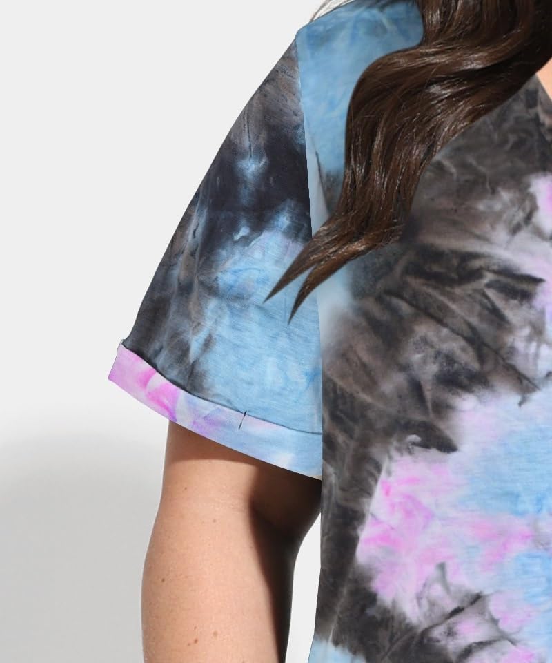 RITERA Plus Size Tops for Women Tie Dye Summer T Shirts V Neck Short Sleeve Casual Tee Tops with Front Pocket XL-5XL - Image 5