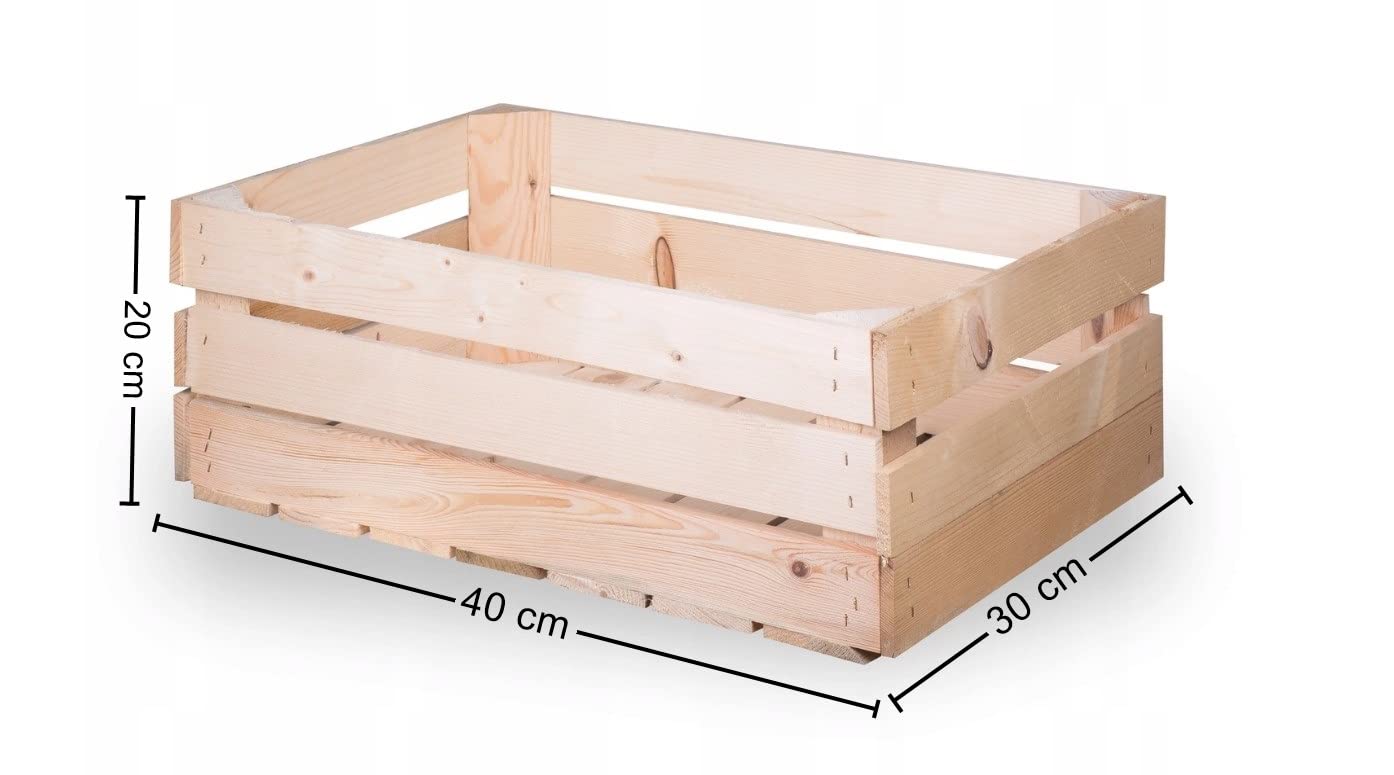 Wooden World Cassetta di legno non dipinto legno semplice legno di pino Conservatione scatola DIY medio 40 x 30 x 20cm