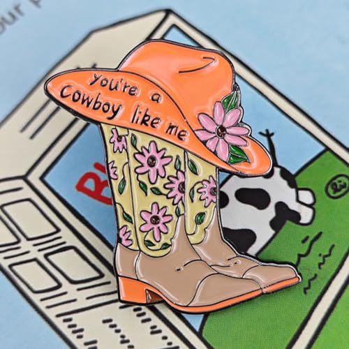 Image of Cowgirl Boots Pin Brooch, Enamel Pin Gift for Women Men