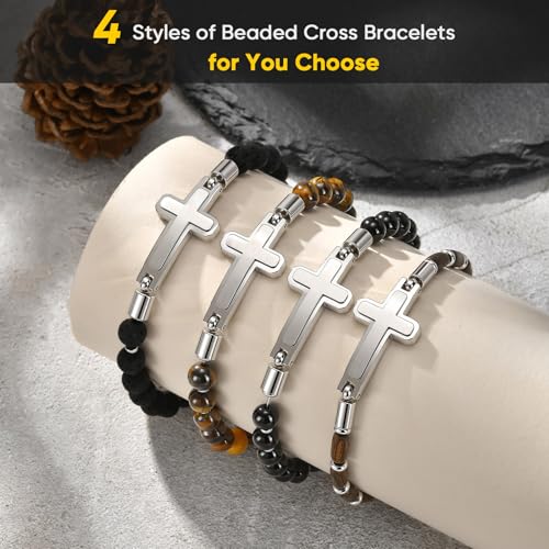 Pulsera cruz cristiana ajustable para hombre miniatura 5