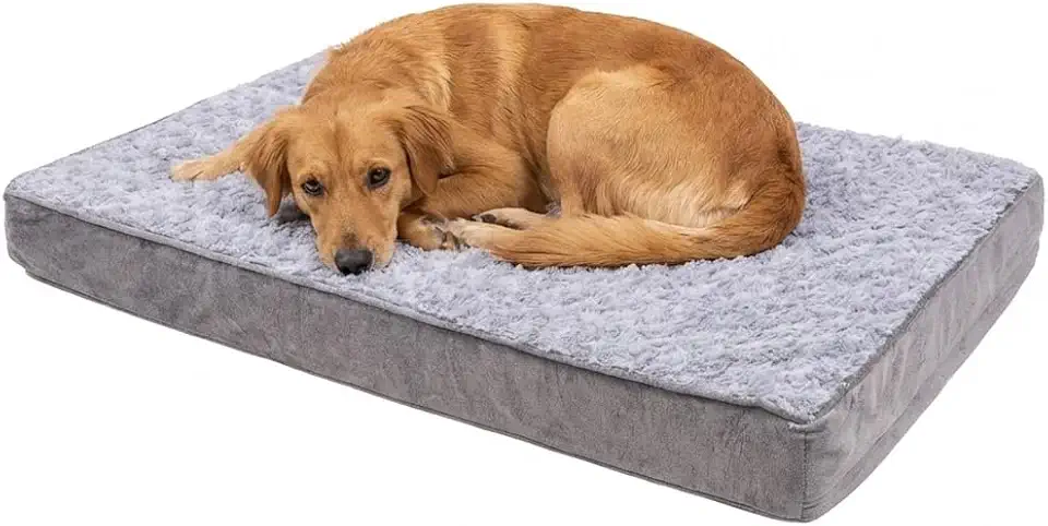 Cama Pet Ortopedica Grande Colchonete Duke & Dixie Espuma Casca de Ovo 89x58cm Memoria Foam Pelucia Lavável com Ziper Antiderrapante Luxo Premium para Caes (Cinza)