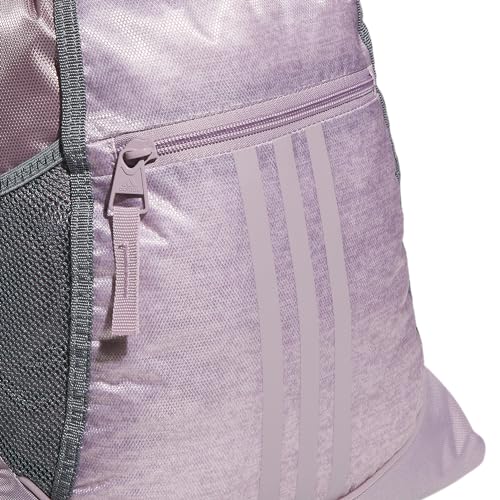 Image of adidas Alliance Sackpack Discontinued, Jersey Preloved Fig Light Purple /Preloved Fig Purple /Silver Metallic, One Size, Alliance Sackpack (12l) Lightweight Athletic Small Drawstring Team Sports Workout