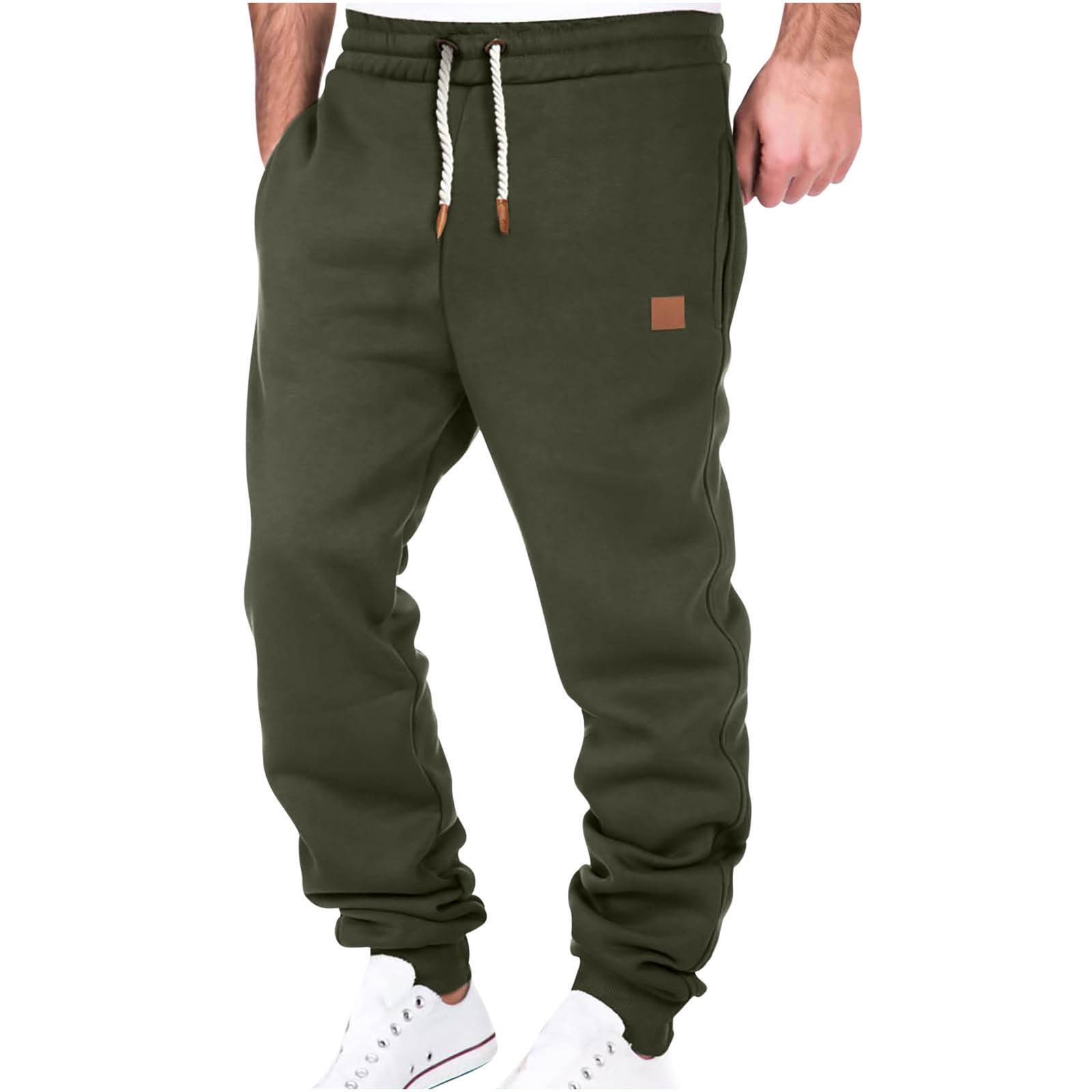 Mens Cargo Sweatpants with Pockets Drawstring Elastic Waist Trousers Fashion Joggers Sports Long Pants