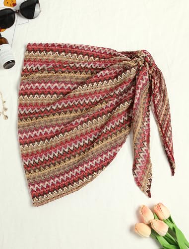 Image of ZAFUL Women Beach Sarong Bathing Suit Wrap Skirt Textured Bikini Swimsuit Cover Ups for Swimwear