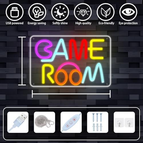 Image of ENUOLI Game Neon Sign Dimmable Game Room LED Light Powered by USB with Switch Colorful Neon Sign for Wall Decor Light for Kids Teens Boys Room Boy Gift