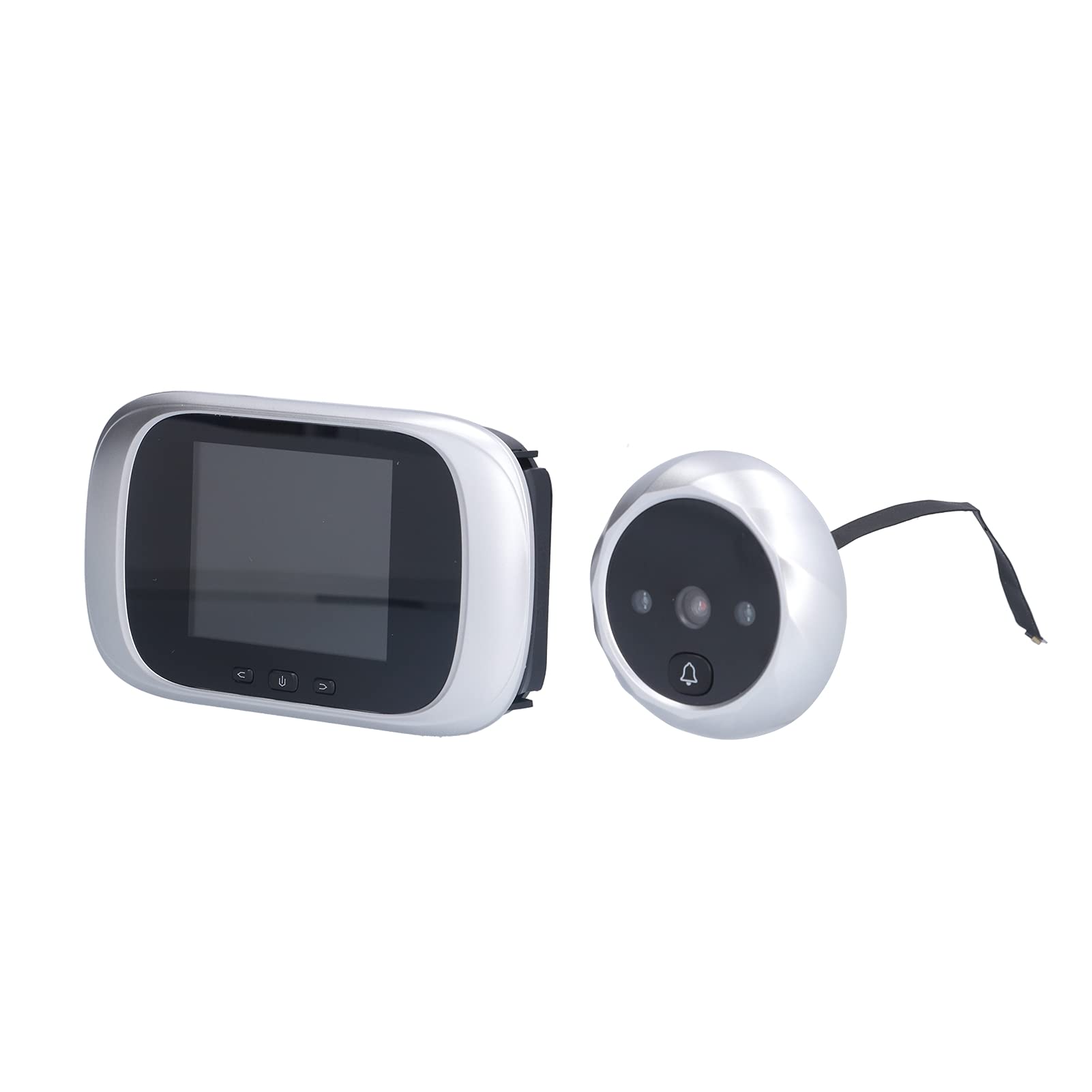Cámara de timbre digital Pantalla LCD de 2,8 pulgadas Visión nocturna infrarroja Cámara de seguridad con visión gran angular para oficina en casa Material ABS Diseño compacto y (Argent)