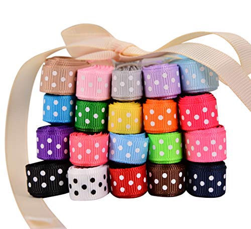 Yama Polka Dot Grosgrain Ribbons Set - 3/8'' 40 Yards For Christmas Gift Ribbon Wrapping, Hair Bow Accessories Diy, 20X2Yd Swiss Dot Fabric Ribbon #TOP1