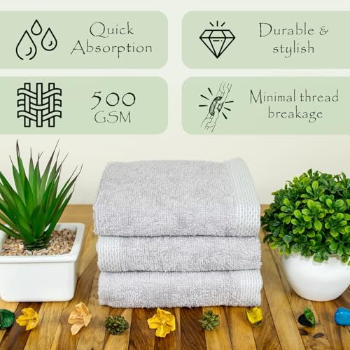 Image of RANGOLI 100% Bamboo Face Towel Set of 3, 500 GSM, Quick Dry Towels for Face, Gym, Travel, Ultra Soft Highly Absorbent, 30Cm X 30Cm, Grey