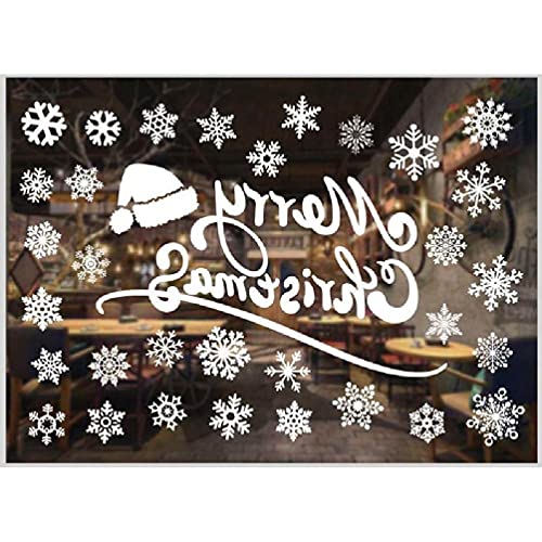 Qksky Christmas Wall Sticker Removable Pvc Static Stickers Santa Snowflake Window Decals For Kids Rooms New Year Party Decor Snowflake Window Decals #TOP4