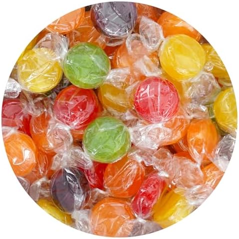 The Hampton Candy Company Assorted Fruit Hard Candy, 1 Pound Bulk Candy (Approximately 75 Counts), Individually Packaged Hard Candy, Fruit Disc Candies, The Hampton Popco
