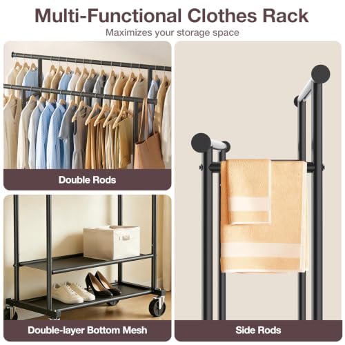 Portable Clothes Rack Rolling DROPS TO - image 3