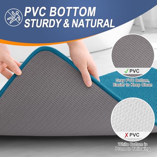 Image of OLANLY Thick Memory Foam Bathroom Runner Rugs 47x20, Extra Soft Absorbent Long Bath Mats, Quick Dry, Non-Slip, Machine Washable Mats for Bathroom, Tub and Shower, Home Decor Accessories, Peacock Blue