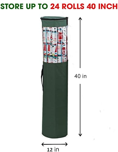 Miniatura 6 de ProPik Bolsa organizadora de almacenamiento de papel de regalo, almacena hasta 24 rollos de 40 pulgadas, poliéster resistente más bolsa transparente