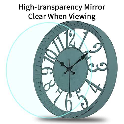 Vaupan Non-Ticking Silent Wall Clocks 12 Inch Battery Operated Quartz Vintage Decor Clock, 3D Numeral Round Wall Clock Easy To Read For Rustic Farmhouse Living Room Home Office School (Blue) #TOP3