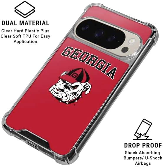 Skinit Clear Phone Case Compatible with Google Pixel 9/9 Pro - Officially Licensed University of Georgia Bulldogs Logo Design