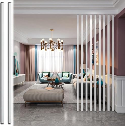 Modernos paneles divisores de habitación de madera blanca, pantalla de pared simple para decoración de entrada, tabique de listones de madera (2 piezas de 115 cm), elegante separador de espacios