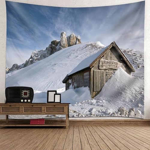 Tenture murale paysage montagne déco hiver salon tapisserie grand format