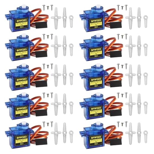 Smraza 10 Pcs SG90 9G Micro Servo Motor Kit for RC Robot Arm/Hand/Walking Helicopter Airplane Car Boat Control with Cable, Mini Servos for Arduino Project