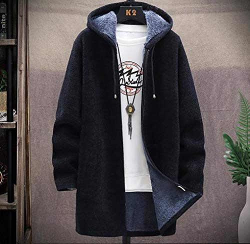 Bormran ロング ジップアップ パーカー 裏起毛 フード付き