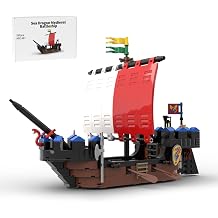 Medieval Building Blocks Set, DIY Battleship Theme Sea Dragon Brick Model kit, Applicable to MOC Architecture Construction Display Kit, MOC-119470 297PCS