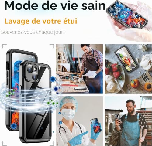 Coque iPhone 15 antichoc militaire en verre trempé 9H - 6
