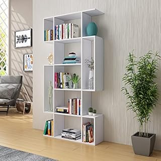 Senvoziii Bookshelf 5 Tier Bookcase Modern Display Cabinet Book Storage Free Standing Shelving Storage Display Unit Organizer for Living Room Home Office White