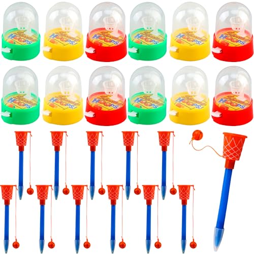 Haconba 24 mini bomboniere per feste di basket include 12 penne a cerchio da basket e 12 mini giochi da basket per premi in classe, feste di compleanno a tema basket