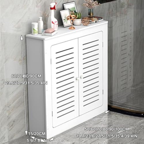 Decorative Radiator Cover with Vents, Safety Steam Heating Cabinet Shelf, 2-Door Design for Home & Office, (50x60x20cm)