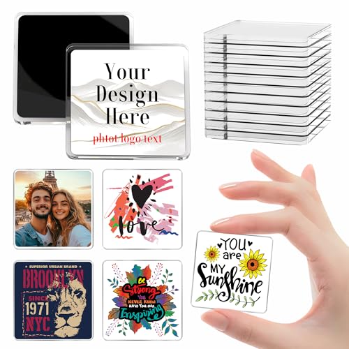 10 imanes personalizados para refrigerador en acrílico cuadrados