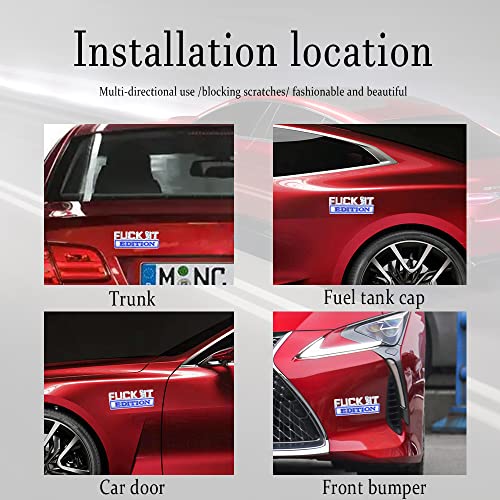 Image of Fuck IT Edition Emblem, Car Exterior Emblems Badge 3D Sticker Decal, Fuck-IT Edition Emblem 3D Fender Badge Decal, 3D Fender Badge Decal Car Truck Replacement, Fit for All Cars (Sliver Blue)