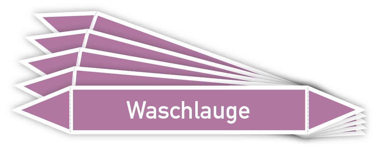 Aufkleber Rohrleitungskennzeichnung – "Waschlauge" | 30 x 5,0 cm 100 | Made in Germany