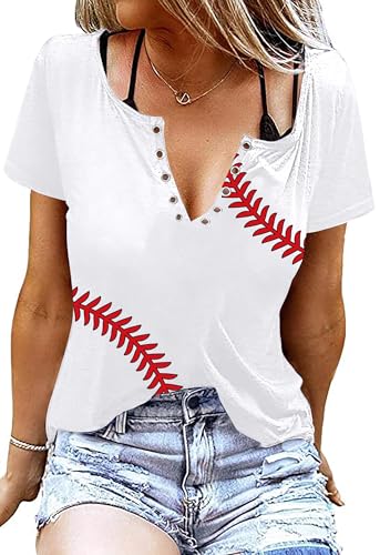 Game Day Shirt for Women Baseball Mom T-Shirt Sunday Football Heart Graphics Short Sleeve Funny Gifts Fan Tee Tops