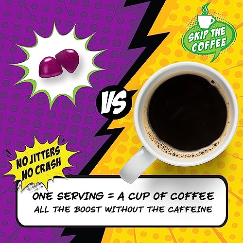 NUTRAMIN Energy Gummies Boost Without Caffeine, Sugar-Free, Vegan, B12, Green Tea, Raspberry Adaptogen - 90 ct