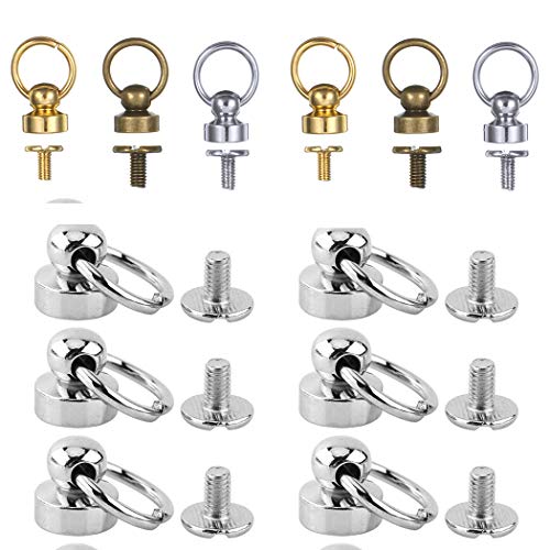 Button Studs Rivets O-Ring Head Button Stud Screwback with Screw for DIY Art Leather Craft Belt Purse Handbag(25Pcs/Silver)