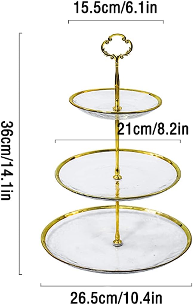 cake stands Three-layer Detachable Cake Display Stand Light Luxury Golden Rim Glass Cupcake Stand Multi-purpose Dessert Stand, Dessert Tray dessert stands