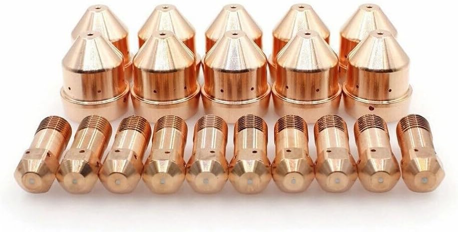 10PCS 0558001969 Electrodes 10PCS 0558002837 1.4mm Nozzles Plasma Cutter Electrodes Nozzles Consumables Fit For ES-AB PT-32 PT32EH Plasma Cutting Torch Equipment Replacement Part Accessories(1.4mm)