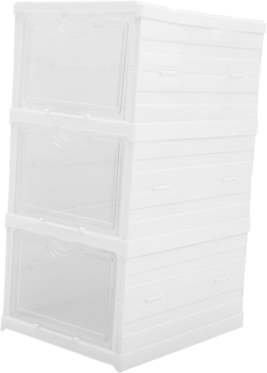 Multilayer Shoe Storage Boxes Foldable Transparent Organizers with Drawer Design Stackable for Easy Access and Space-saving Material for Closet and under Bed Use