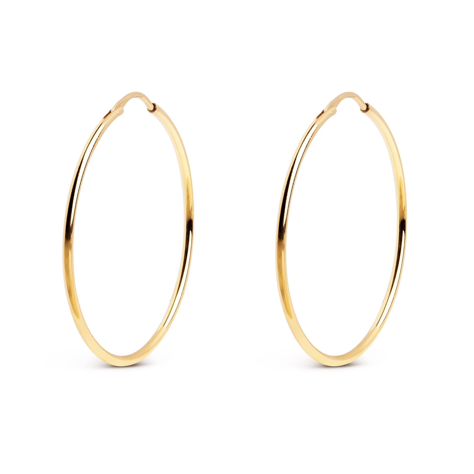 SINGULARU Pendientes Aro Maria L - Pendientes de Aro Grandes en Latón con Acabado Baño de Oro de 18 Kt. - Aretes con Cierre Congo - Joyas para Mujer
