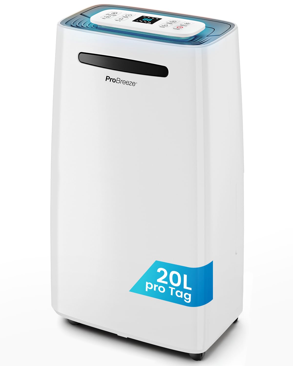 Pro Breeze Luftentfeuchter 20L in 24h Entfeuchtungsleistung - Raumgröße ca. 195m³ (~30 m²) - mit 4 Betriebsarten, Digitalanzeige, Ablaufschlauch, Wäschetrocknung, Timer - Gegen Feuchtigkeit, Schimmel