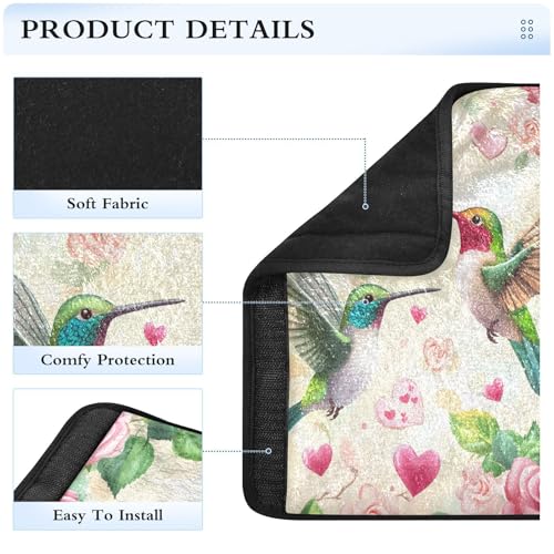 Image of Hummingbirds Roses and Hearts 02 Seat Belt Cover Pad 2 Pcs Soft Cute Seatbelt Covers Protector Support Head Neck Shoulder Strap for Car Seats High Chair Backpack for Adults Kids Women Men 10x7.
