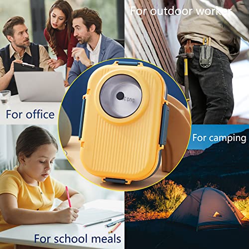 Siotenze Bento Lunch Box, 4 Grid Stainless Steel Space Leak-Proof Insulation With Separate Soup Bowl, Applicable Over 3 Years Old, Suitable For Travellers, Campers, Workers, Students #TOP3