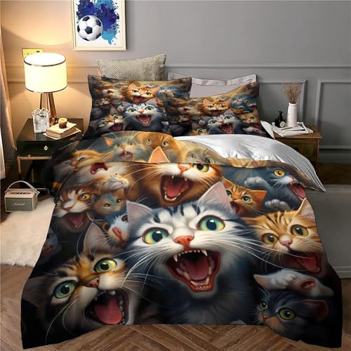 Housse de couette chat imprimé 3D avec microfibre haute densité ultra douce - 6
