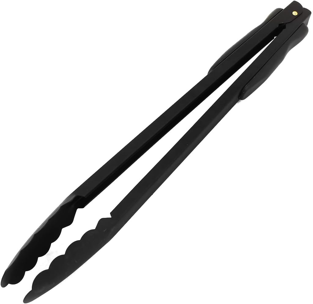 Stainless Steel Kitchen Salad Ice Cake Bread Food Tong Clip 35cm Black Tongs Tongs